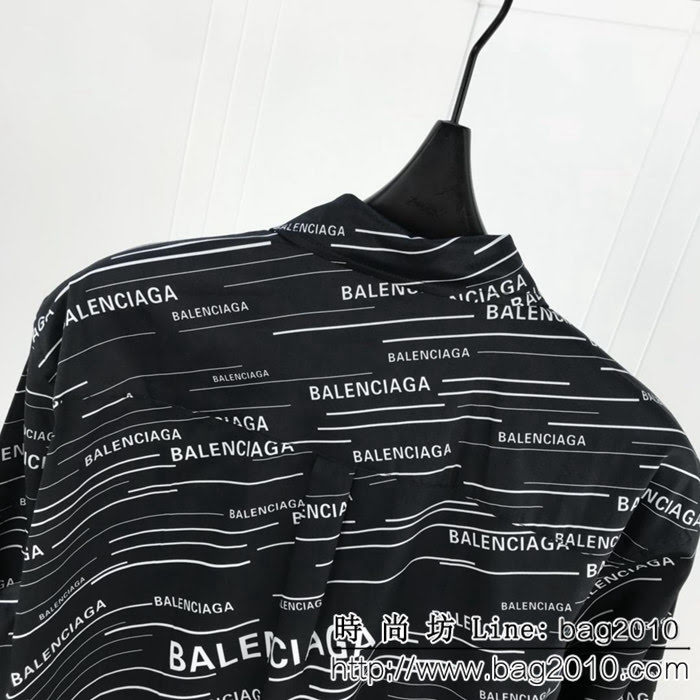 Balenciag@ 19ss秋冬新款襯衣 全身印花logo 定制絲光混紡面料 高版本情侶款 ydi2364